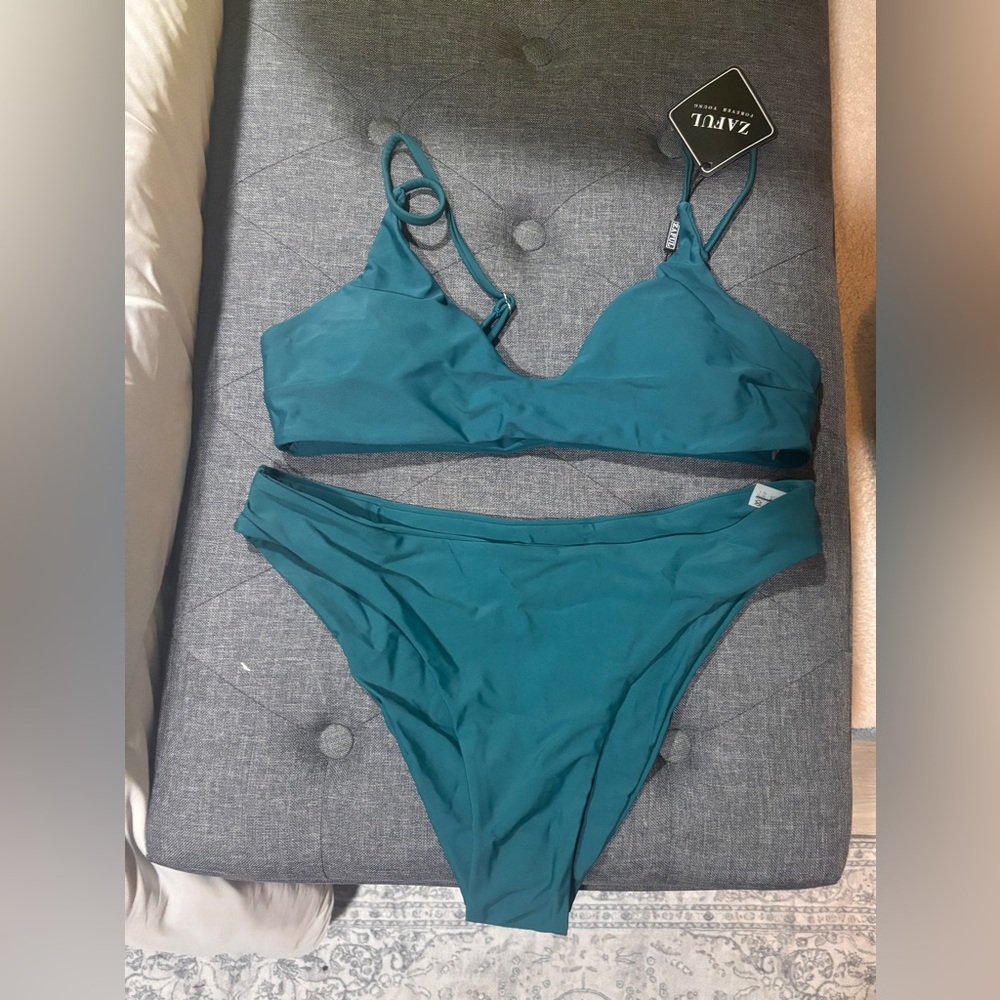 Zaful Teal Green Two-Piece Bikini Set